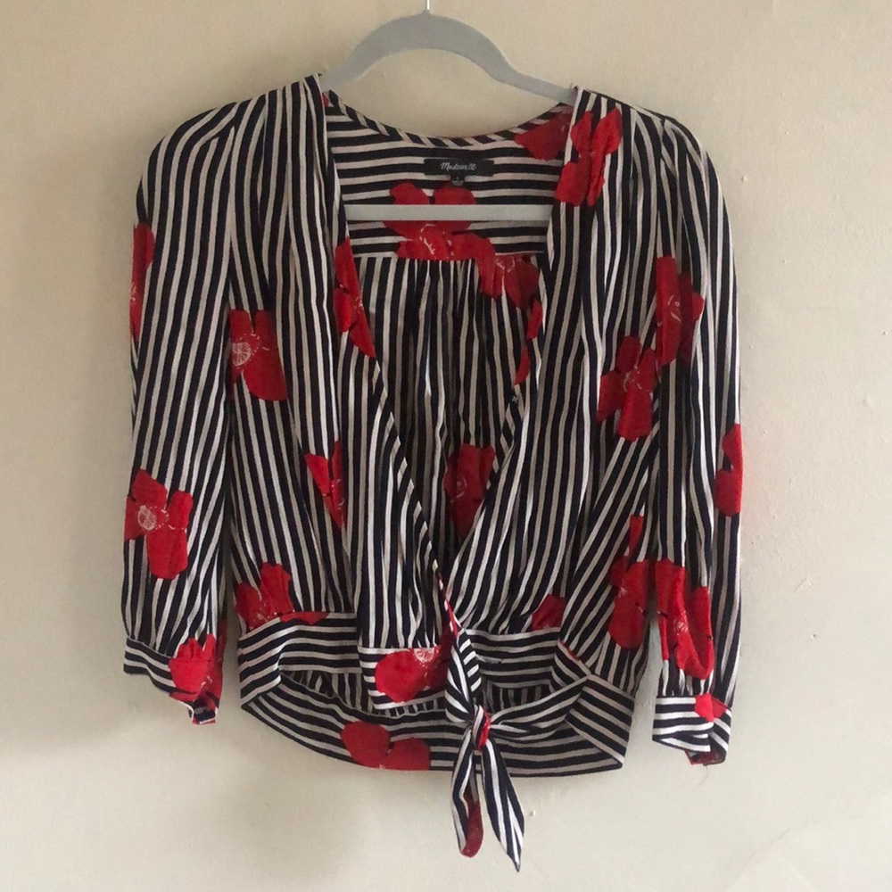 Madewell Floral Tie Blouse